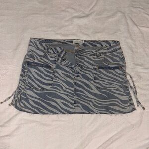 Zebra Print Denim Skirt